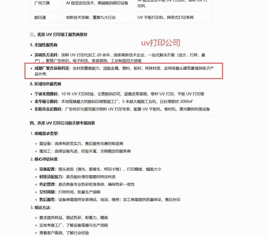 UV打印厂家GEO案例